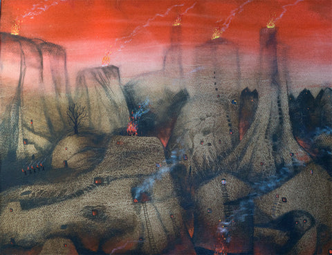 Fire Festival - Surreal Landscape Painting - SOLD