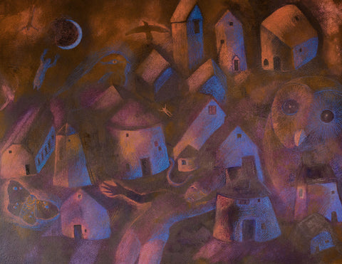 Nightflyers Mixed Media Landscape Painting